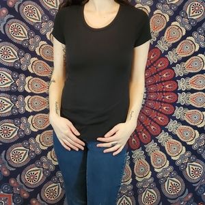 Black Scoop Neck T-Shirt